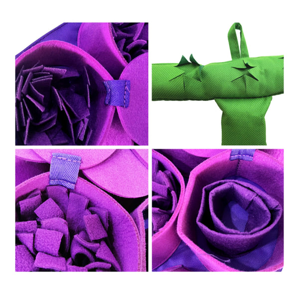 Detailaufnahme der Forbidden Grapes Schnüffelmatte – zeigt die unterschiedlichen, clever gestalteten Puzzle-Strukturen für anspruchsvolles Nasentraining.